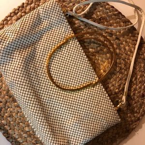 Adjustable Metallic Cream and Gold Purse